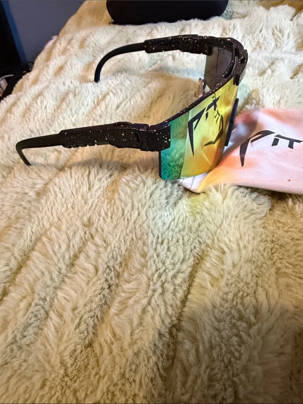 Pit Viper Men's Shield Sunglasses - Red Mirror with Rainbow Accents